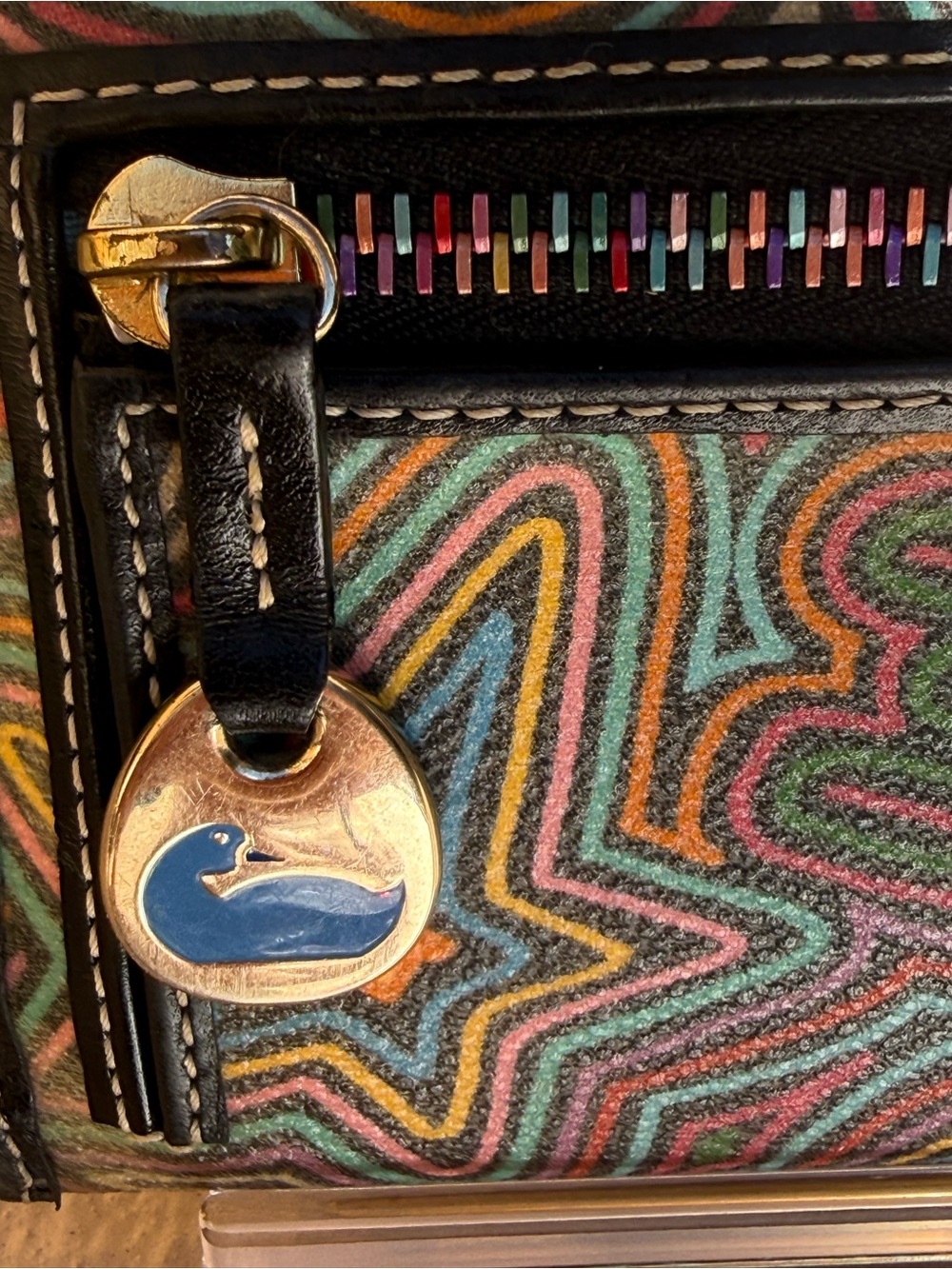 Rare Vintage Dooney & Bourke Rainbow Graffiti Doodle Bag & Wallet Bundle - Picture 11 of 14